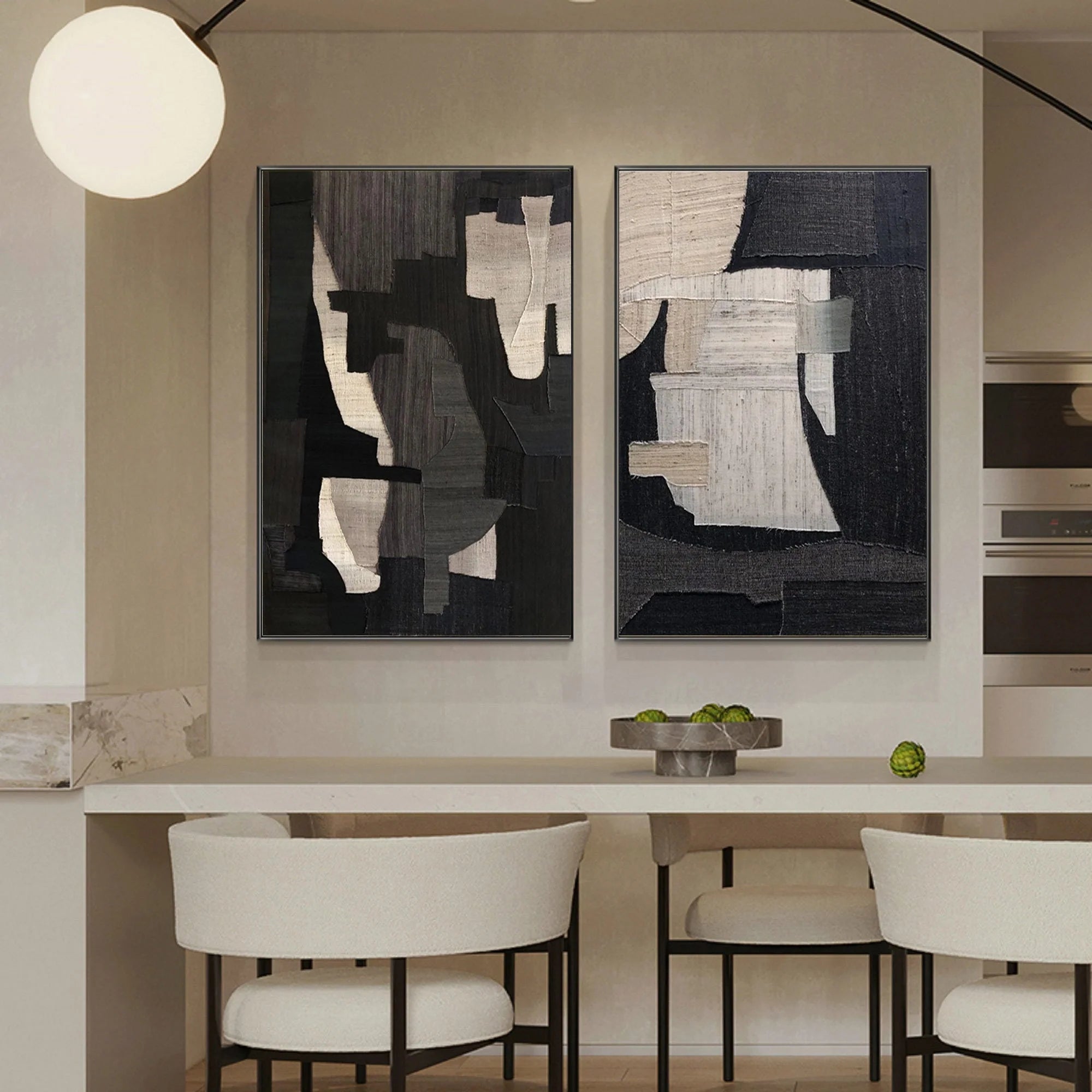 Geometric Wabi Sabi Abstract Painting Set of 2 for Room Decor