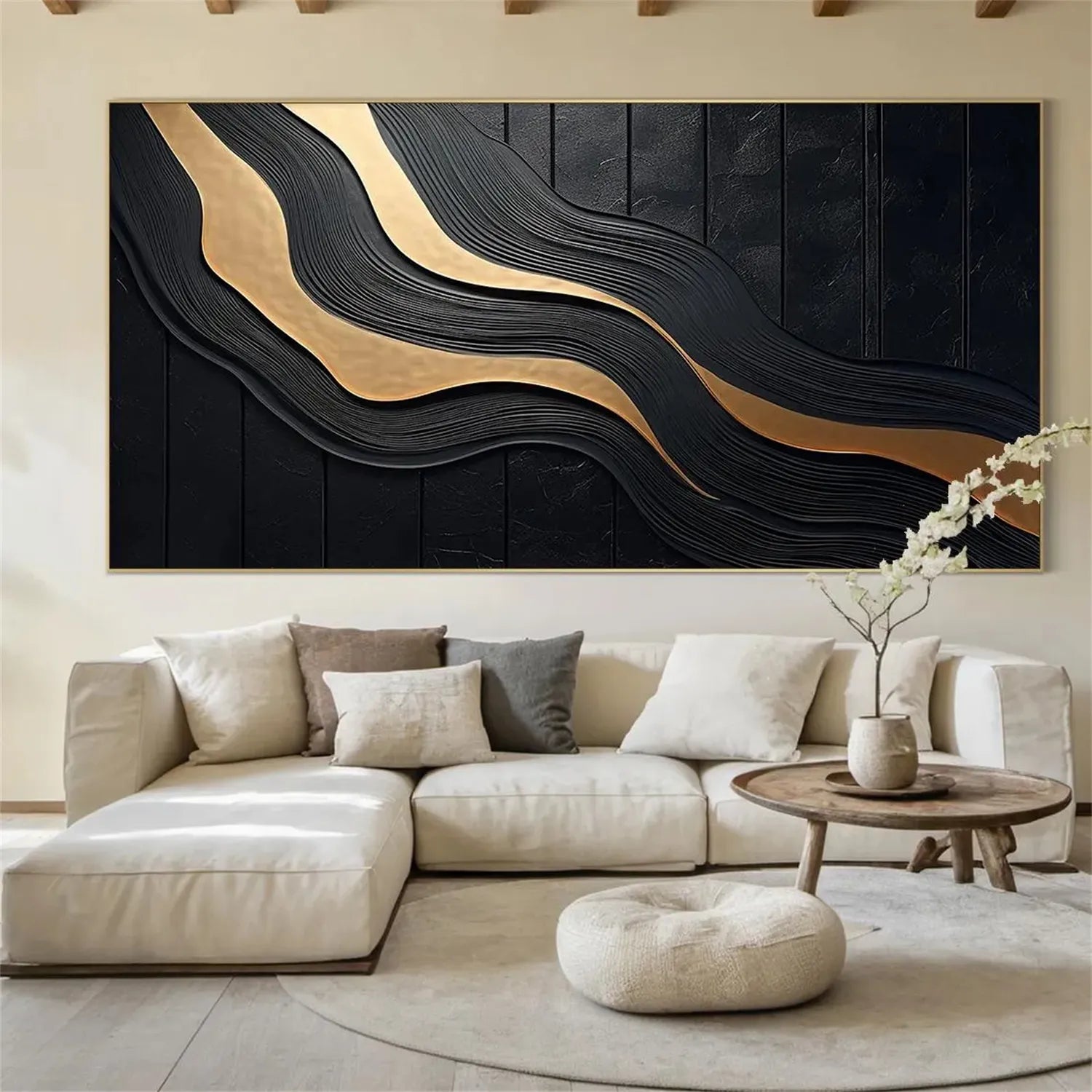 Black Minimalist Textured Painting #MZ134