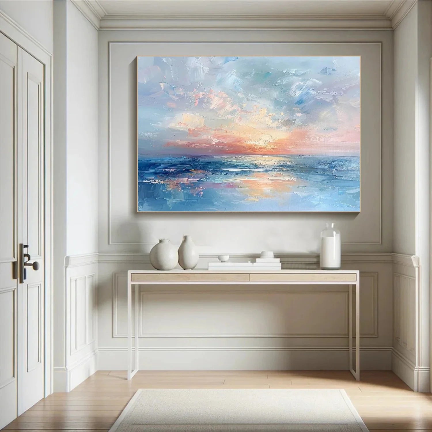 Colorful Ocean And Sky Abstract Textured Canvas Art #OS 296