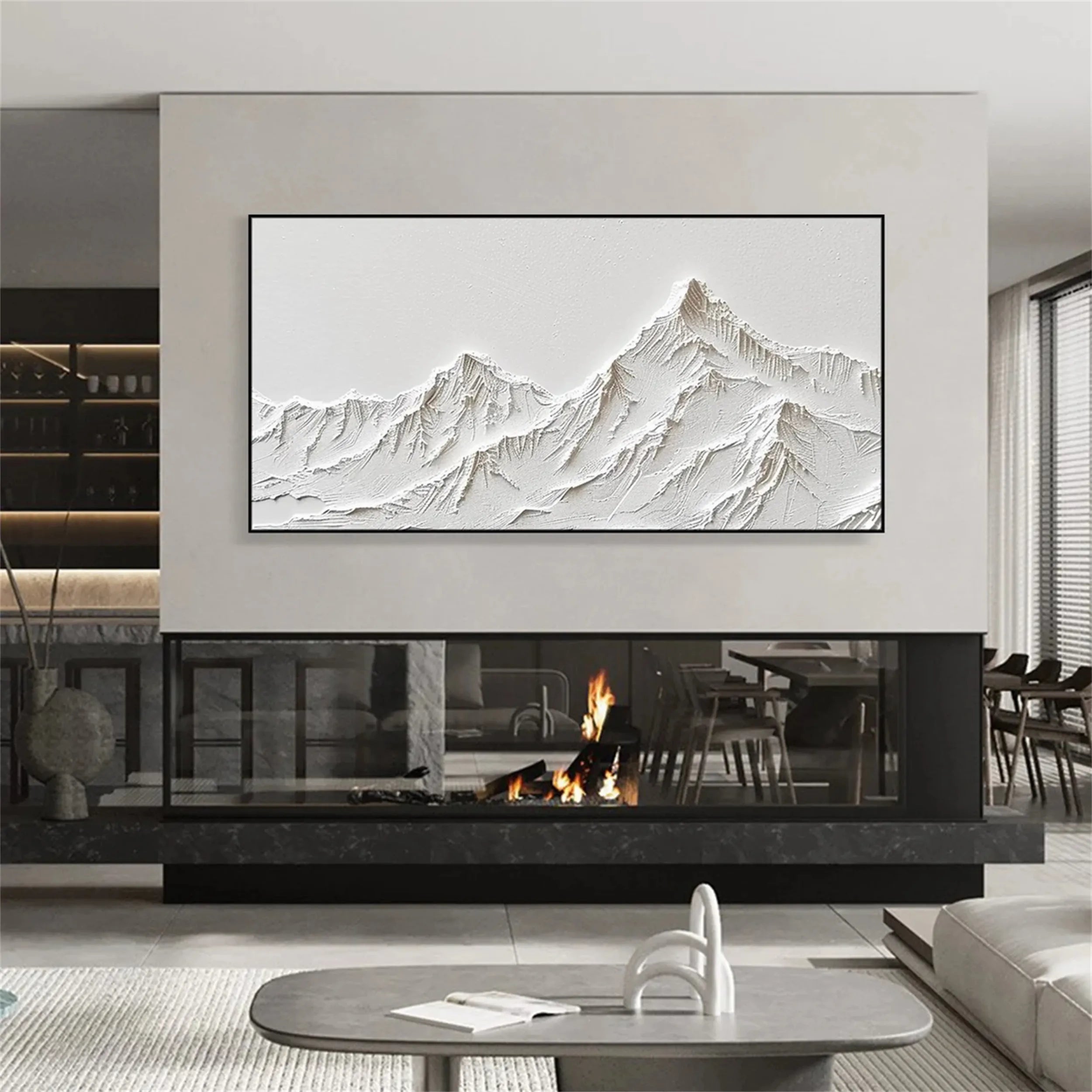 White Minimalist Textured Painting Canvas #MM249
