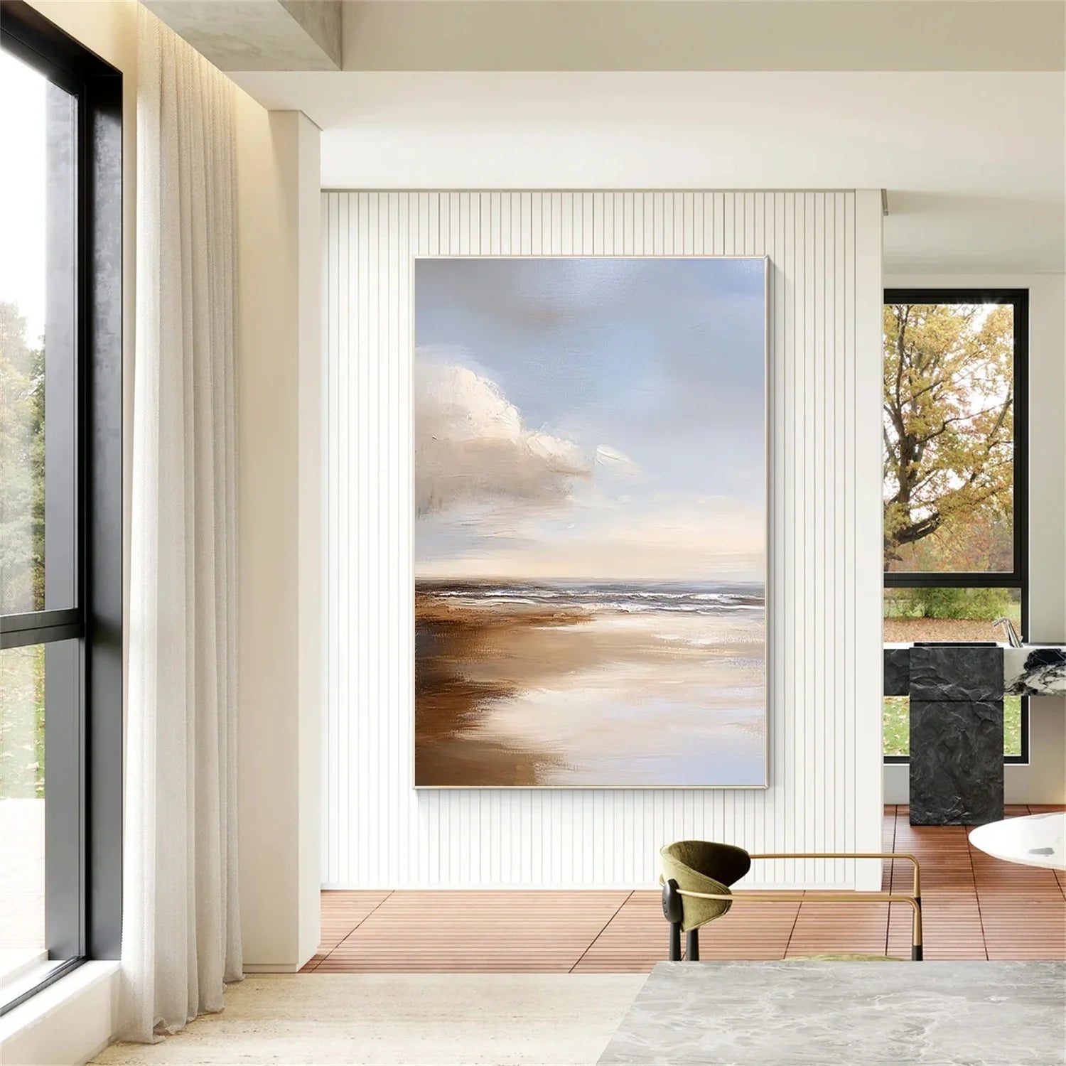 Ocean And Sky Abstract Canvas Art #OS 277