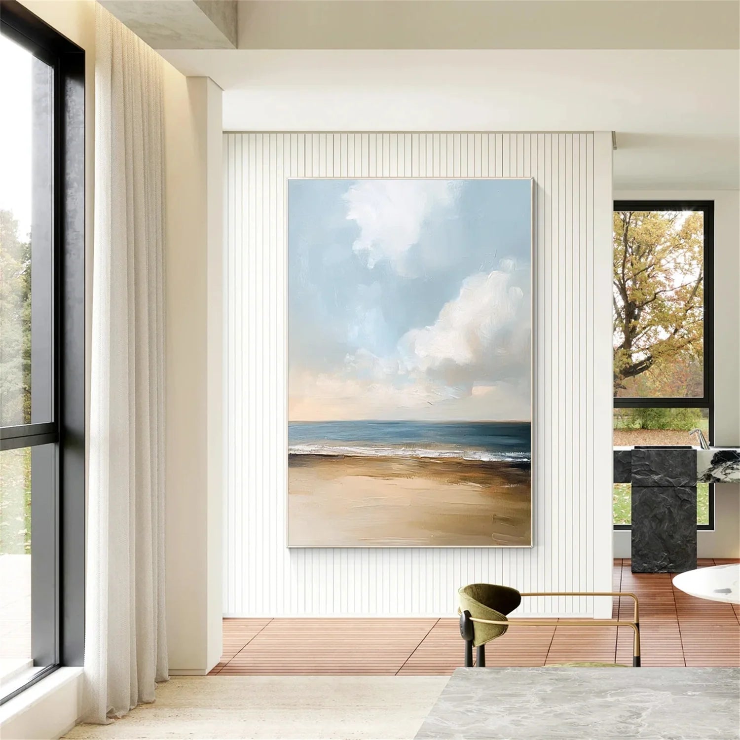 Ocean And Sky Abstract Canvas Art #OS 279