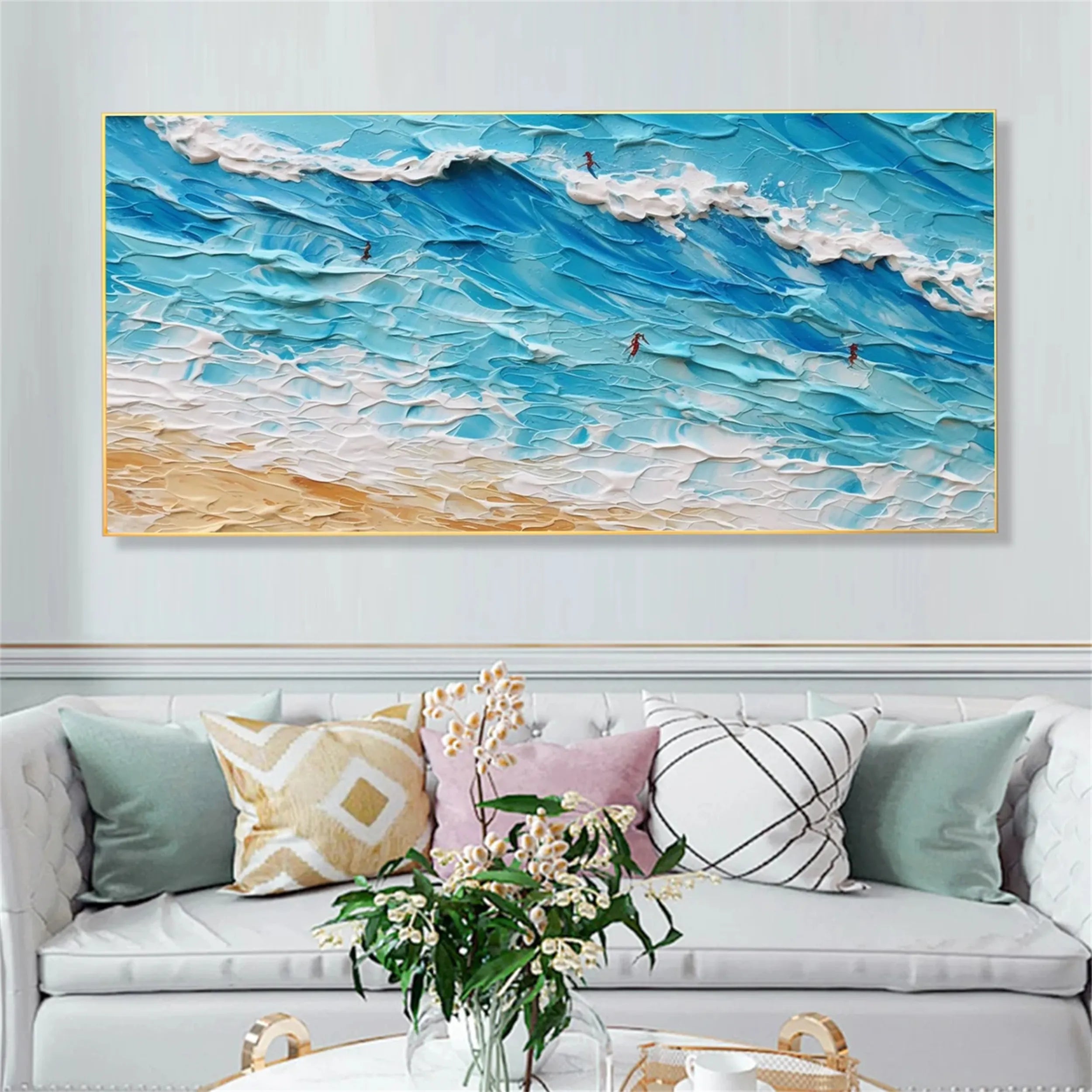 Seascape and Snowy Peak Painting #SP013