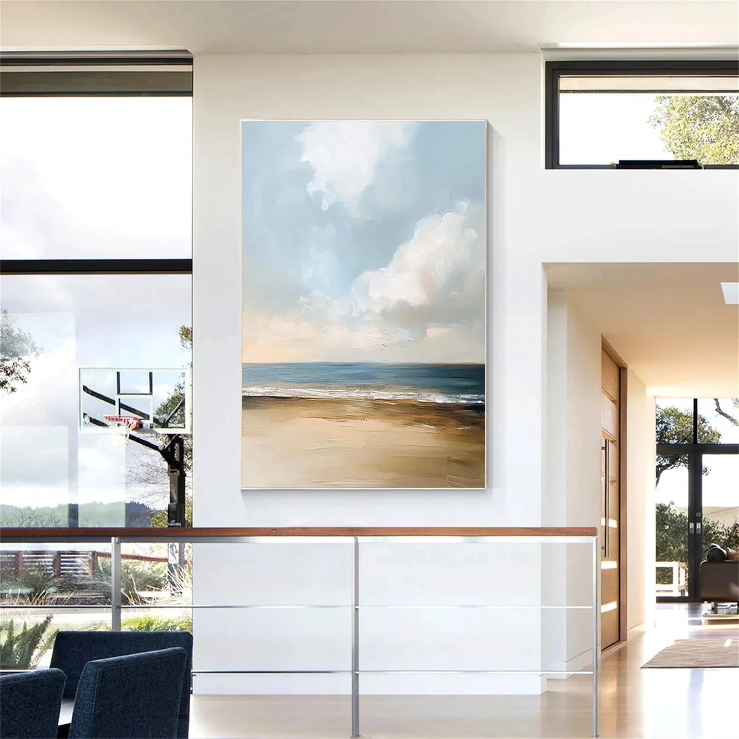 Ocean And Sky Abstract Canvas Art #OS 279