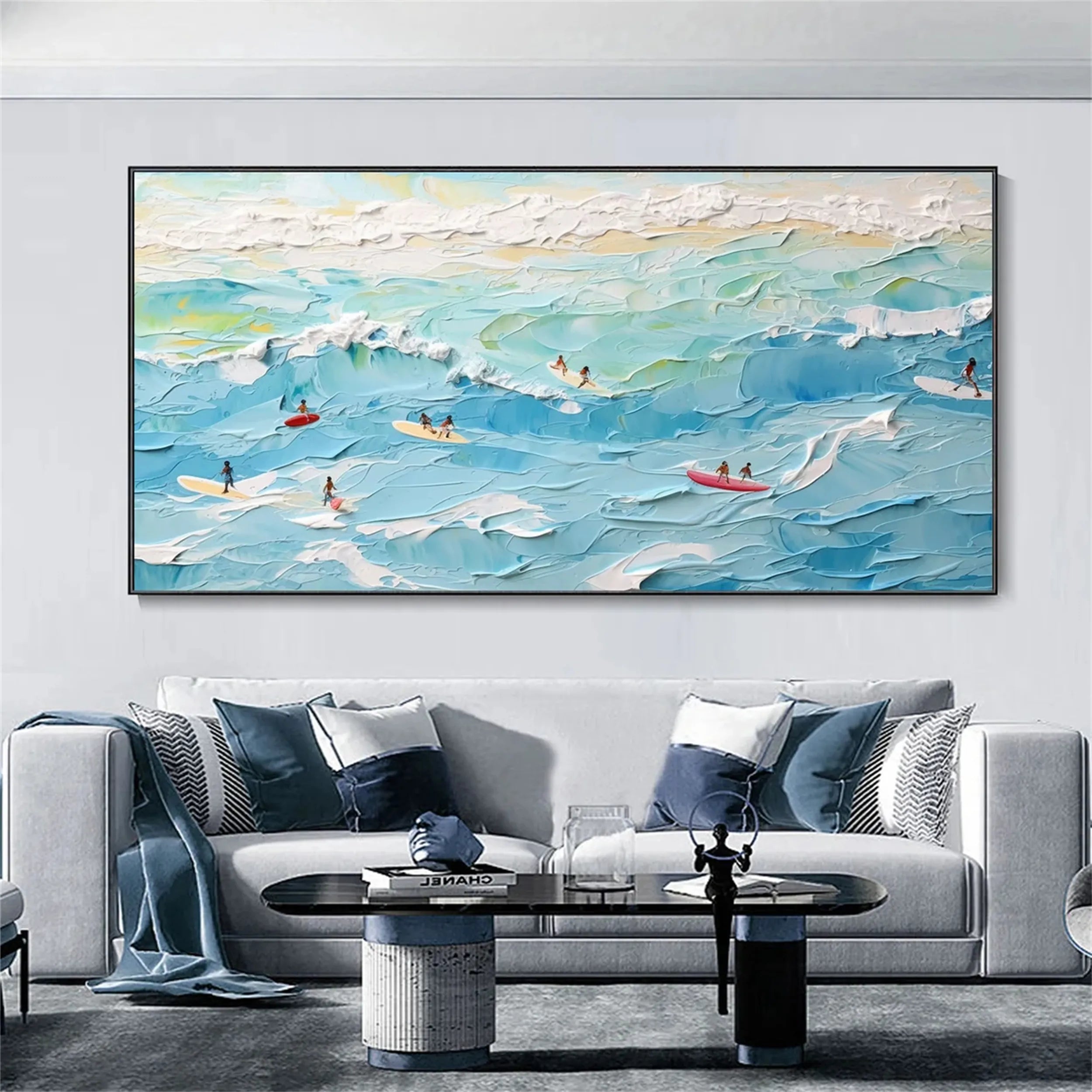 Seascape and Snowy Peak Painting #SP014