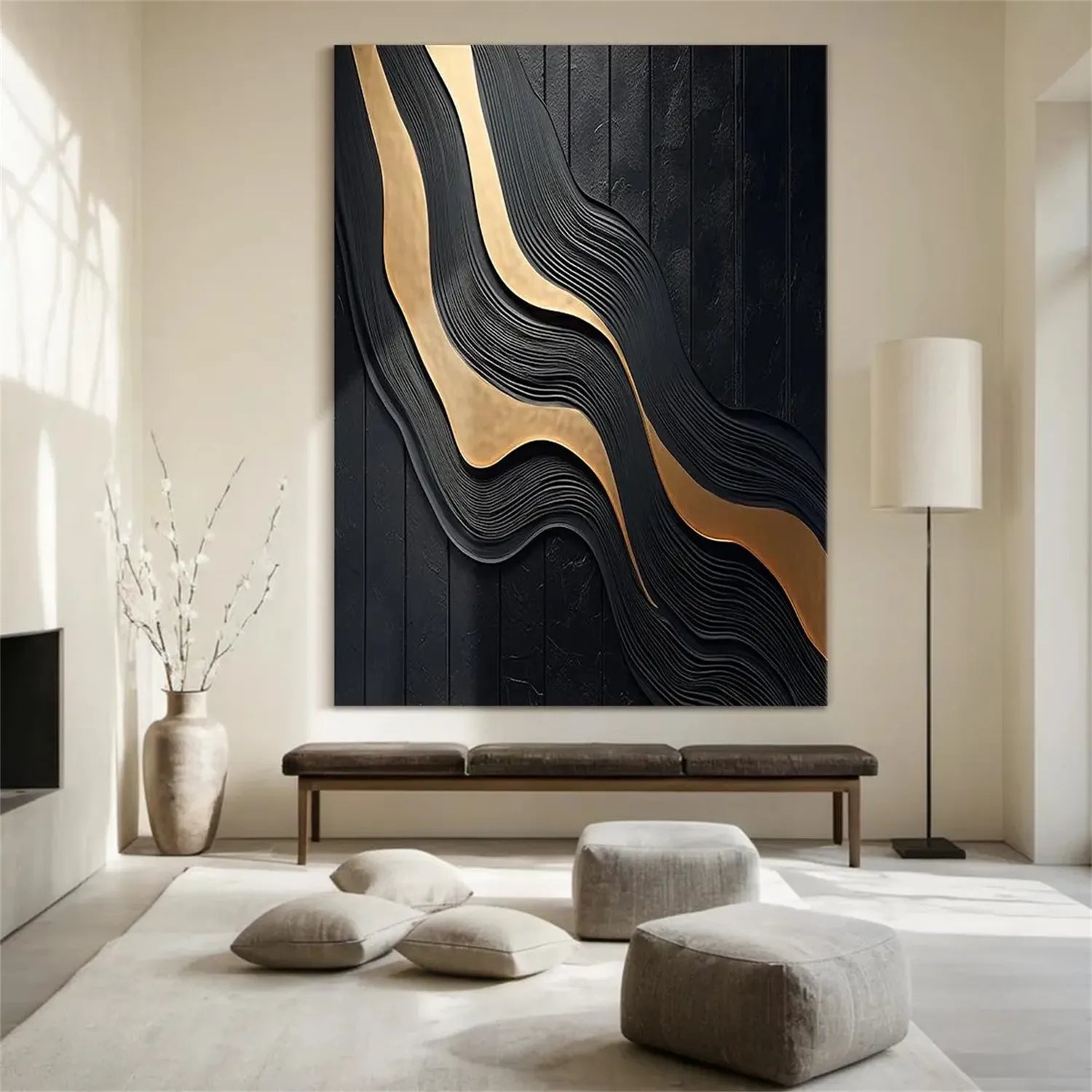 Black Minimalist Textured Painting #MZ134