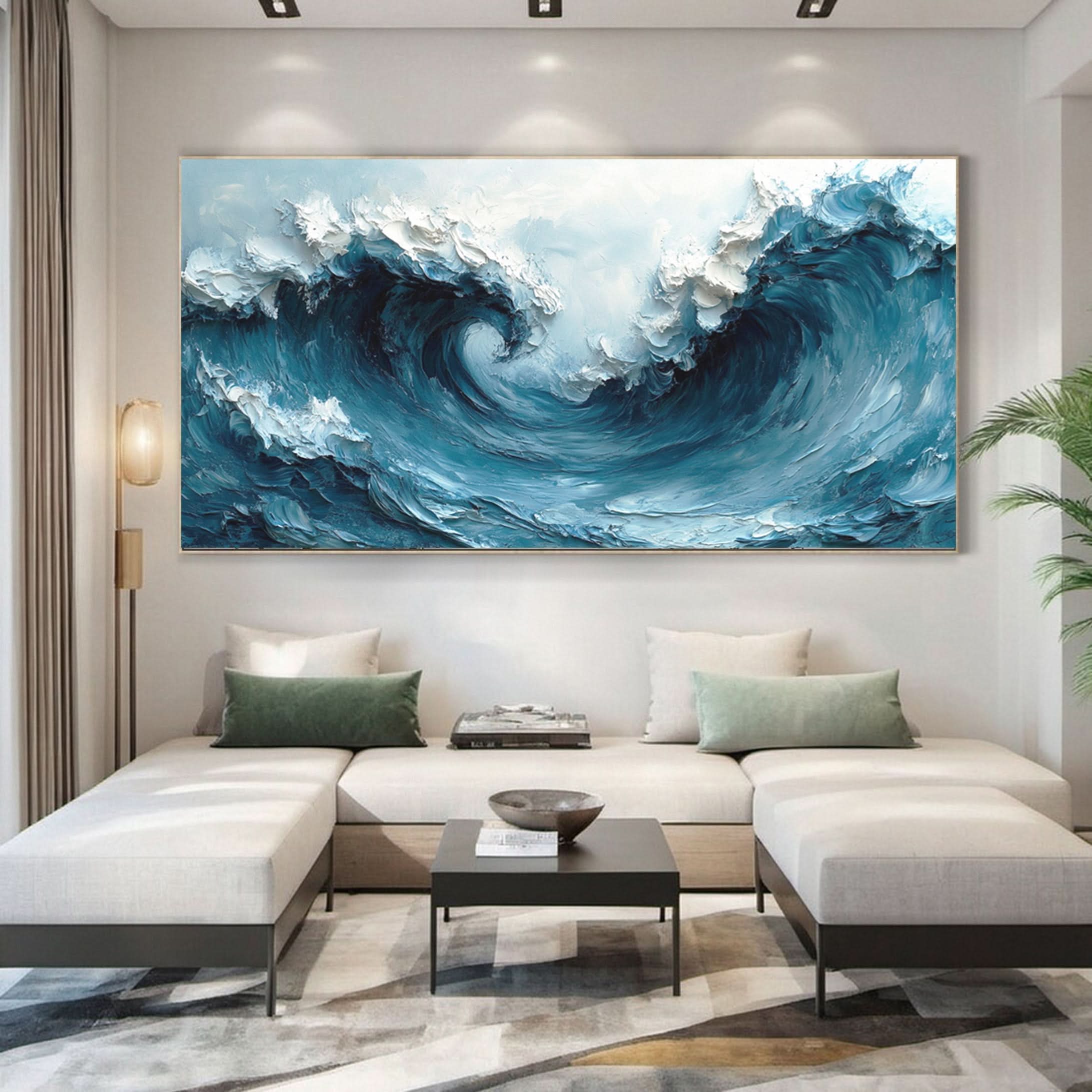 Large Abstract Sea Waves Artwork for Contemporary Wall Decor #OS 056