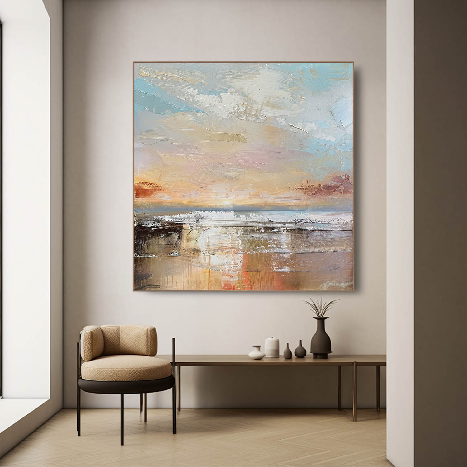 Sunrise Abstract Landscape Texture Painting Abstract Sunrise Landscape Canvas Texture Wall Art Decor