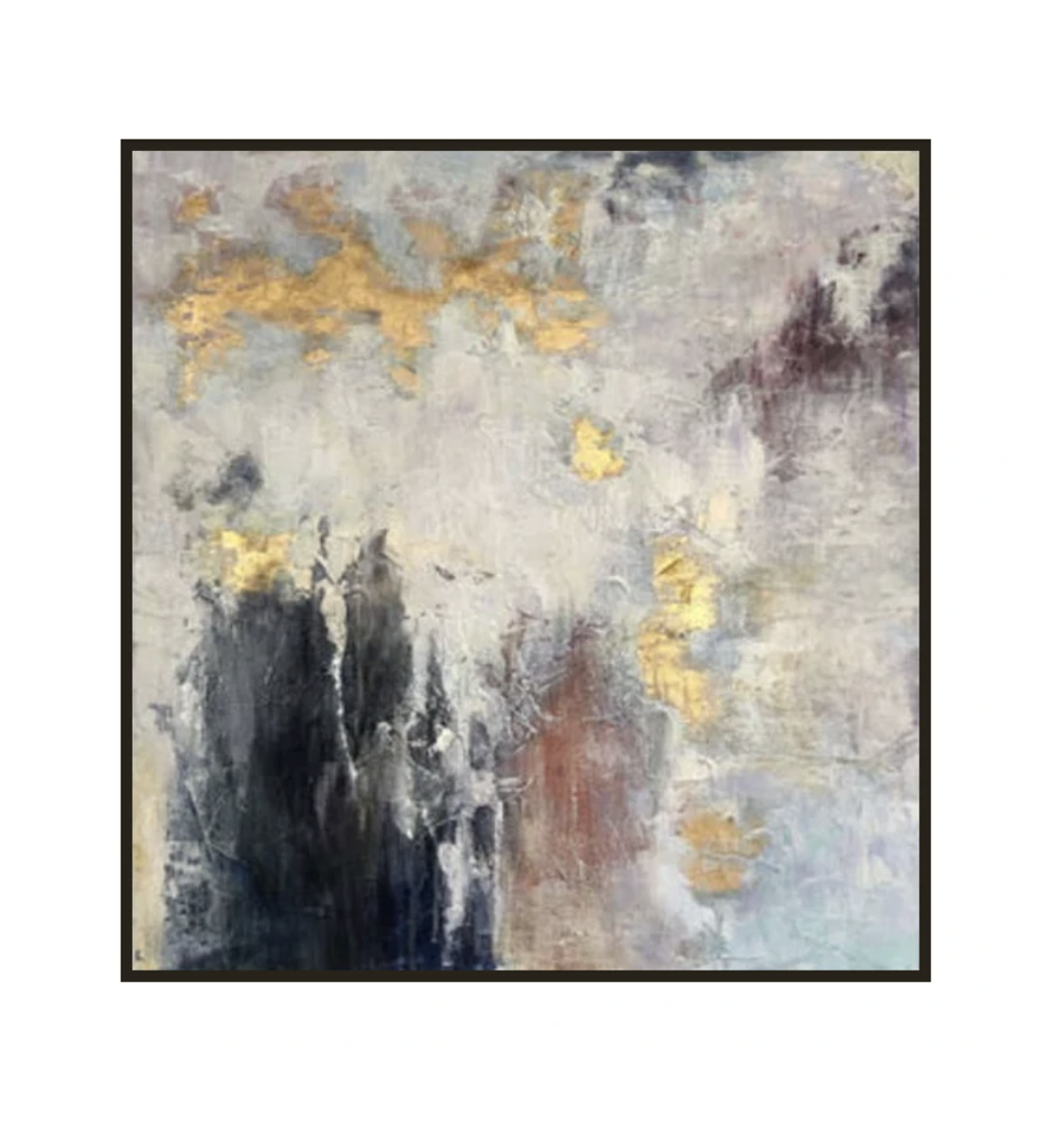 Nebula-Abstract Space Painting with Metallic Gold for Modern Interiors