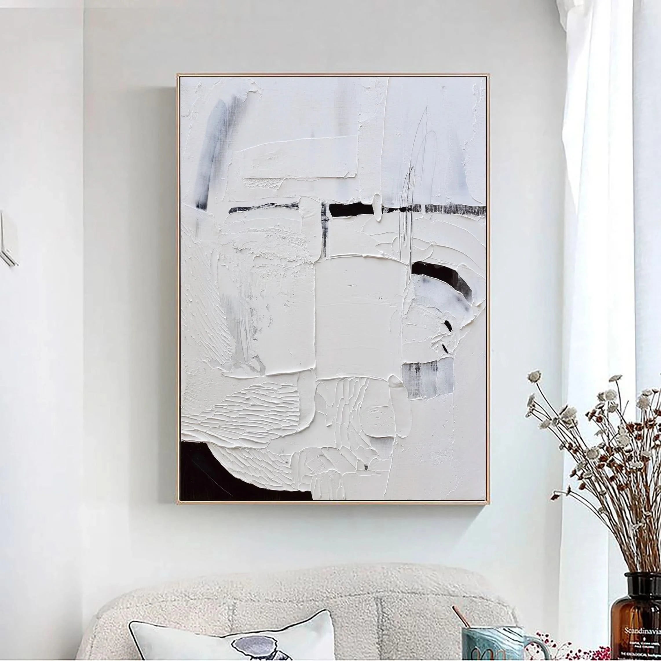 3D Minimalist Plaster Art Painting Abstract Textured Handcrafted Wall Decor