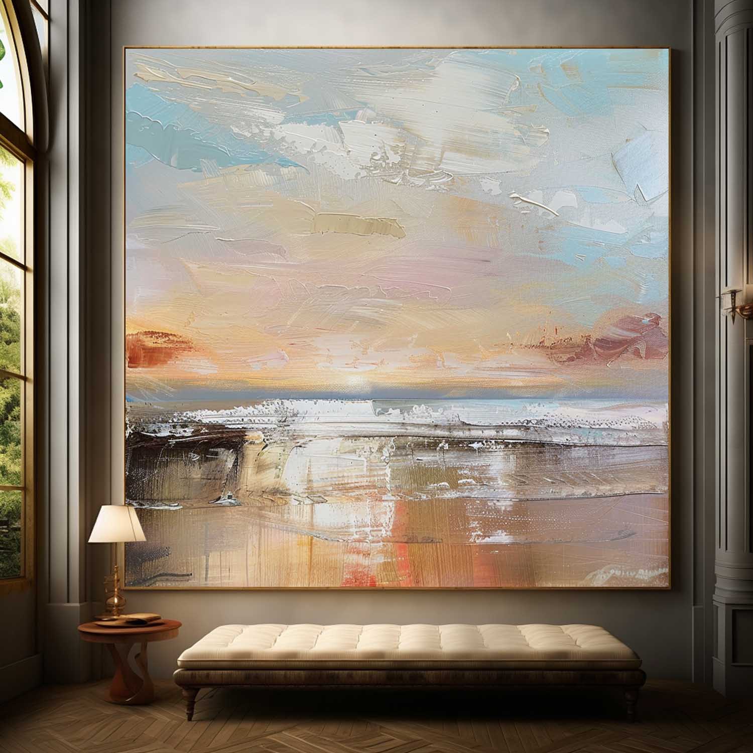 Sunrise Abstract Landscape Texture Painting Abstract Sunrise Landscape Canvas Texture Wall Art Decor