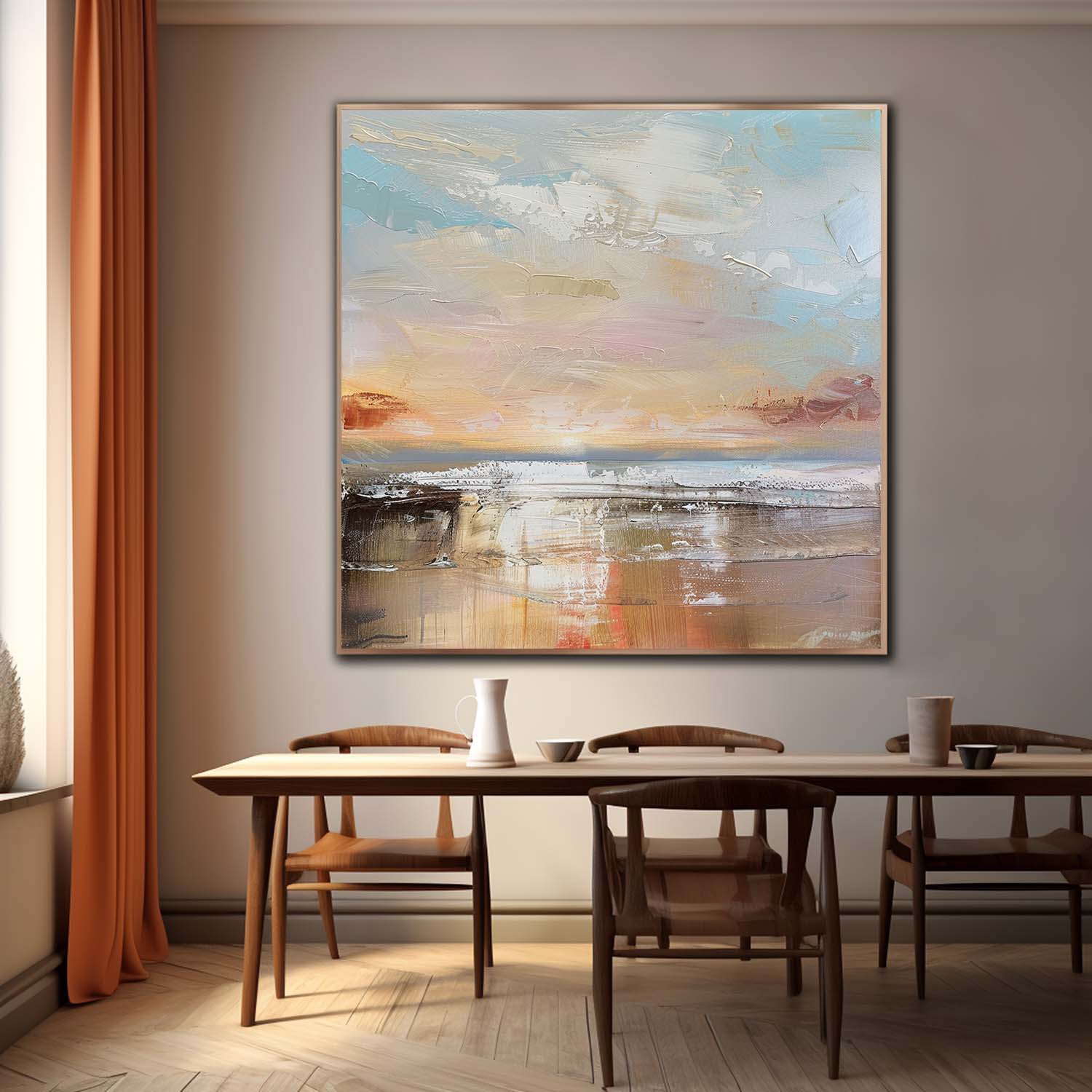 Sunrise Abstract Landscape Texture Painting Abstract Sunrise Landscape Canvas Texture Wall Art Decor