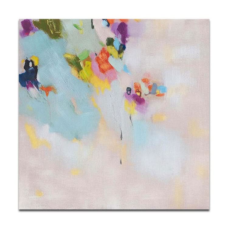 Grande toile originale, peinture grise et bleu clair sur toile | Dépêchez-vous de poursuivre votre voyage