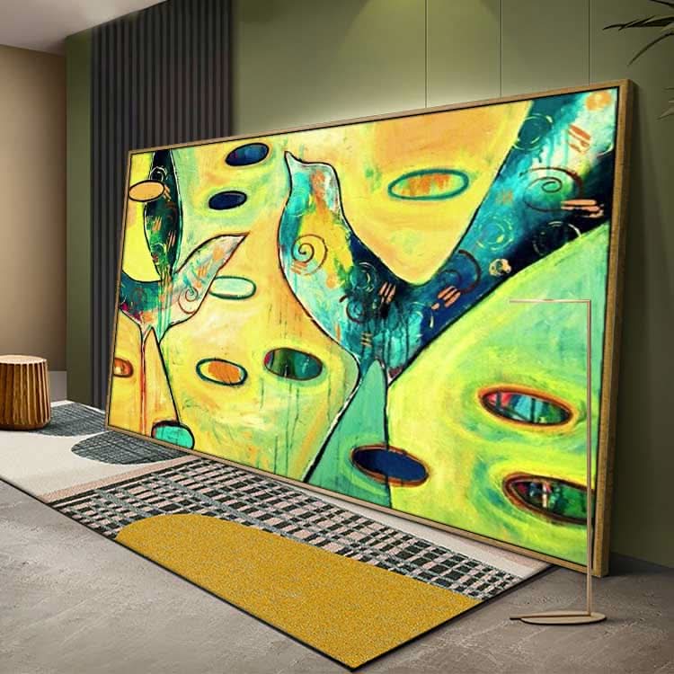 L'oiseau qui chante le matin - Peinture sur toile murale faite à la main représentant un oiseau