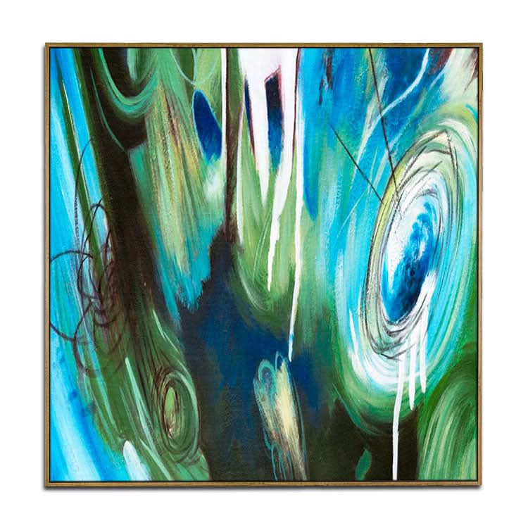 Peinture abstraite bleue Peinture abstraite bleue et verte Art sur toile Peinture moderne | Magie 3D