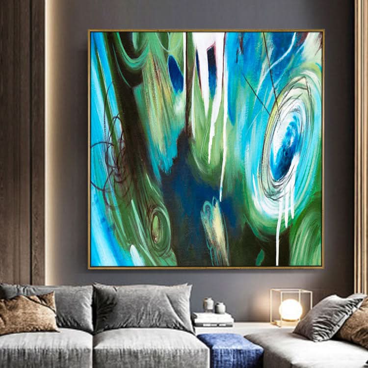Peinture abstraite bleue Peinture abstraite bleue et verte Art sur toile Peinture moderne | Magie 3D