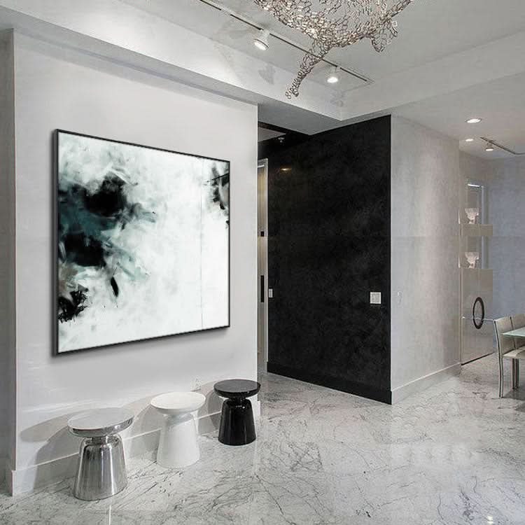 Black and White Painting Oversized Painting Original Oil Painting Contemporary Painting Wall Decor Art | Cock