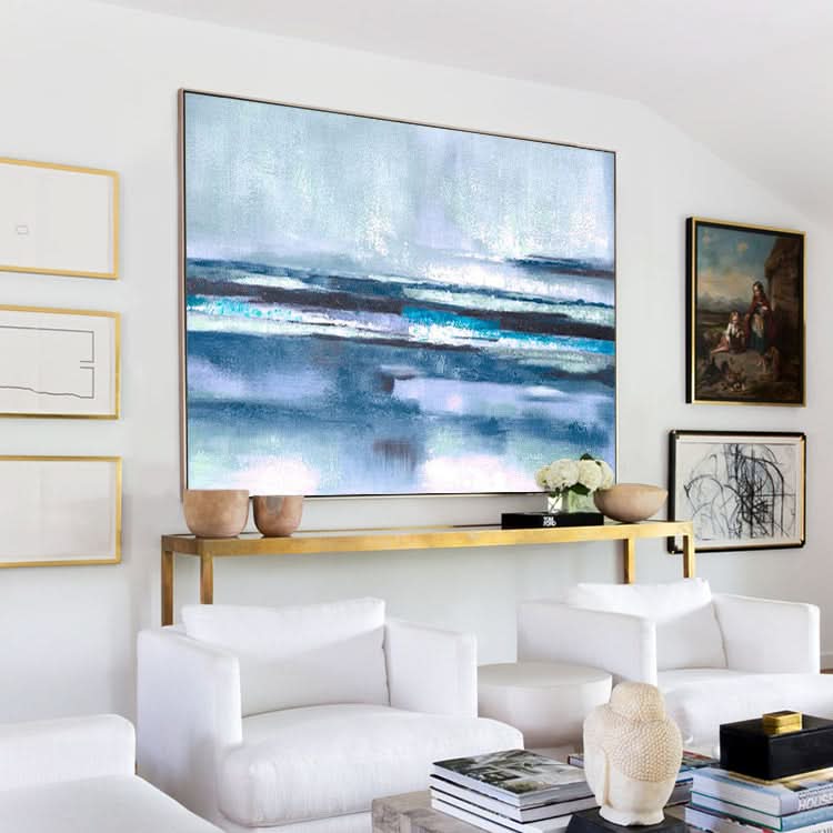 Peinture à l'huile abstraite moderne, expressionnisme moderne, peinture abstraite bleue