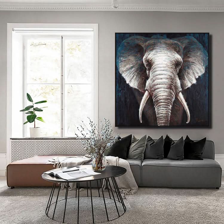 Large Abstract Elephant Painting Cute Elephant Oil Painting Original Painting Oversized Elephant Painting Abstract | Elephant