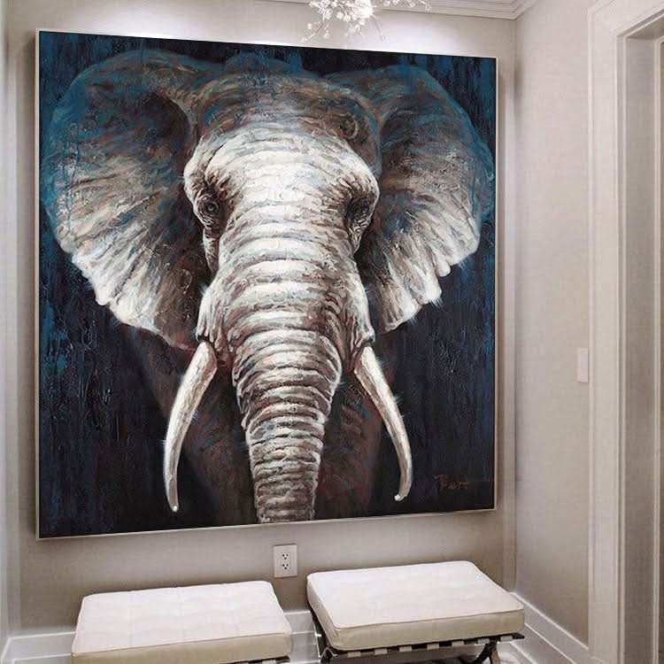 Large Abstract Elephant Painting Cute Elephant Oil Painting Original Painting Oversized Elephant Painting Abstract | Elephant