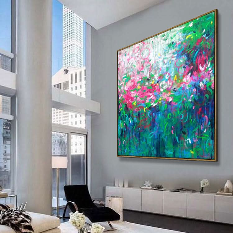 Large Abstract Painting On Canvas Red Painting Contemporary Painting | Falling petals