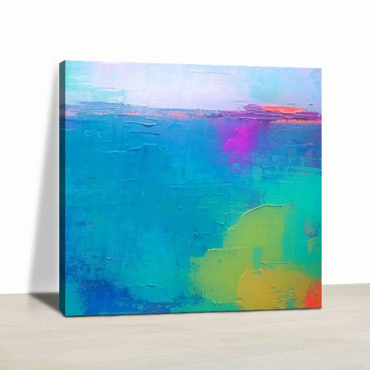Peinture Bleu Vert Oeuvre Grande Toile Art Fait Main Peinture Peinture Moderne | Peinture abstraite originale mer bleue