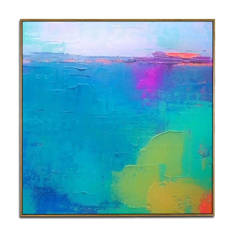 Peinture Bleu Vert Oeuvre Grande Toile Art Fait Main Peinture Peinture Moderne | Peinture abstraite originale mer bleue