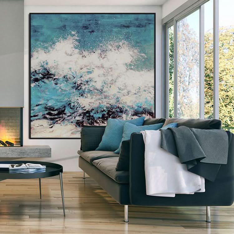 Peinture à l'huile sur toile, art mural, peinture à l'huile abstraite peinte à la main, grande toile, peinture à l'huile originale | Vagues en colère