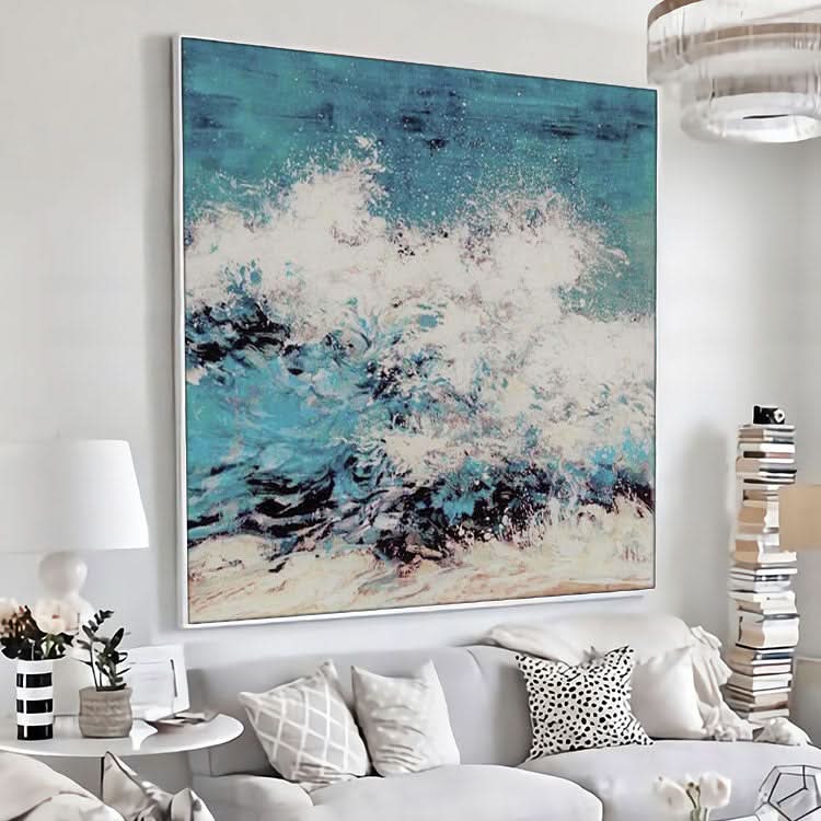 Peinture à l'huile sur toile, art mural, peinture à l'huile abstraite peinte à la main, grande toile, peinture à l'huile originale | Vagues en colère