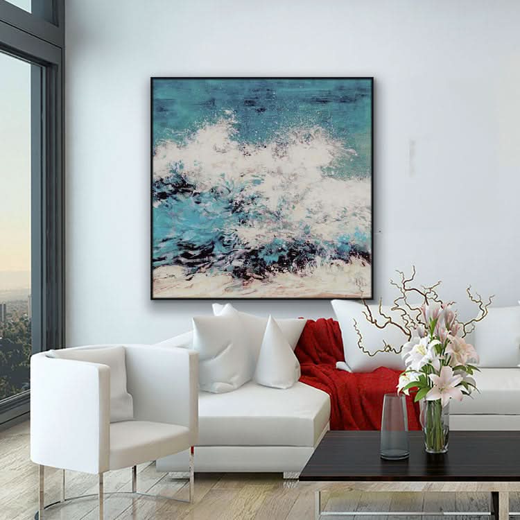 Peinture à l'huile sur toile, art mural, peinture à l'huile abstraite peinte à la main, grande toile, peinture à l'huile originale | Vagues en colère