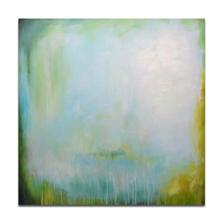 Peinture à l'huile originale faite à la main Paysage Peinture surdimensionnée Art abstrait bleu Peinture verte | Restaurant Wonderland