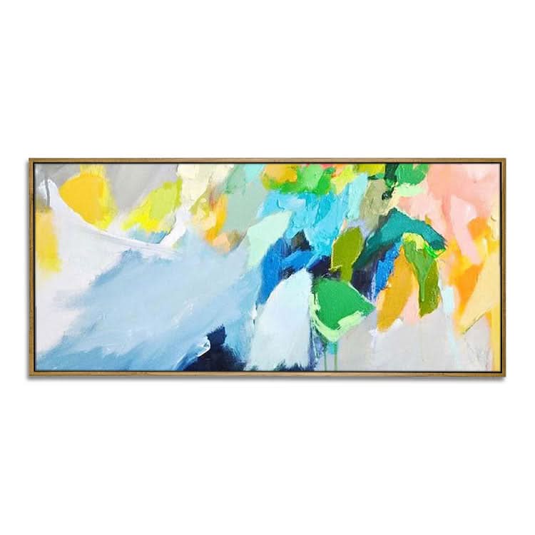 Peinture à l'huile peinte à la main Grande peinture à l'huile Toile Salon Peinture à l'huile abstraite Salon Bleu clair Art abstrait Peinture verte | Gagner sa vie
