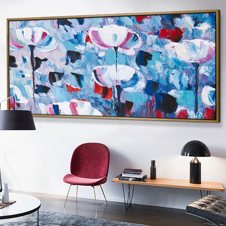 Extra Large Abstract Oil Painting Living Room Original Art Painting White And Red Painting BLue Painting | The beauty of the flowers