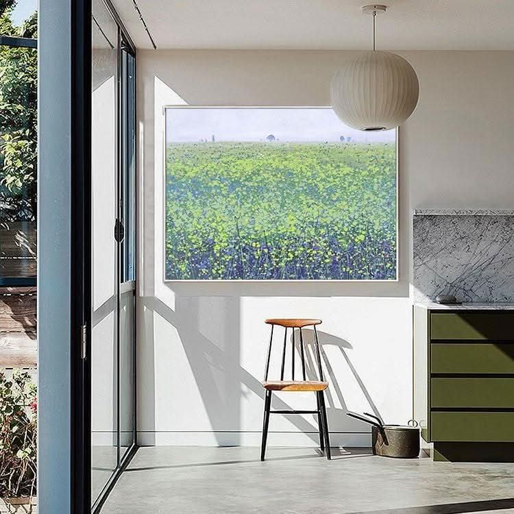 Wild Flowers, Sea of Flowers - Hand Print on Canvas Flower Painting Wall Pictures For Living Room