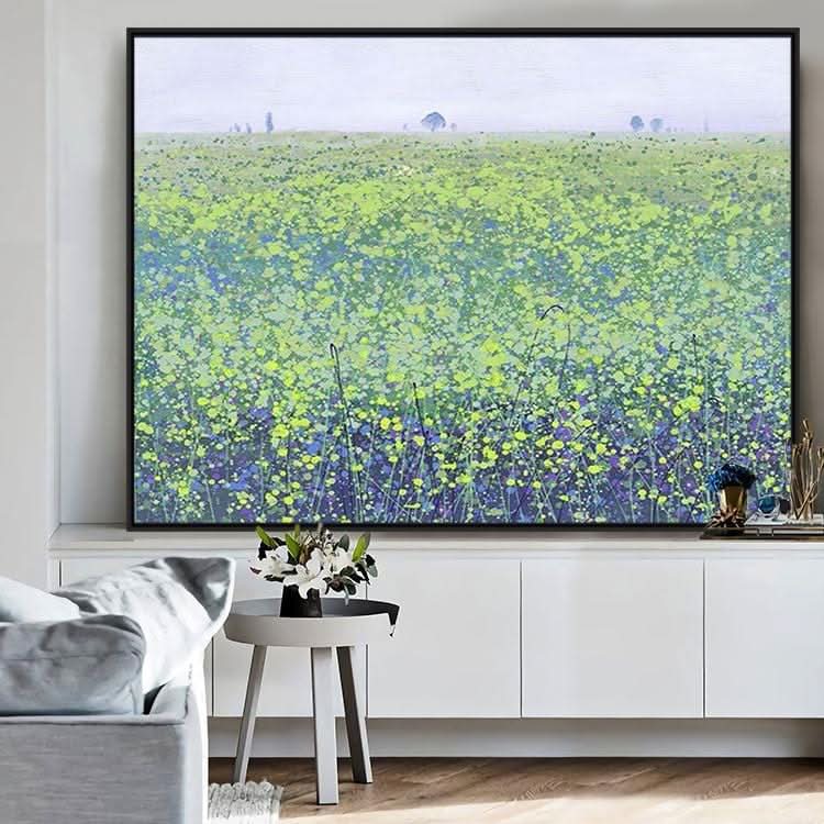 Wild Flowers, Sea of Flowers - Hand Print on Canvas Flower Painting Wall Pictures For Living Room