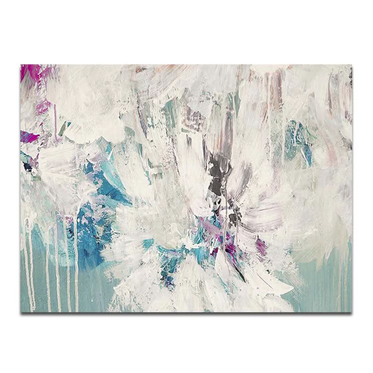 Tableau mural beige, toile bleue, peinture acrylique abstraite | Phenix