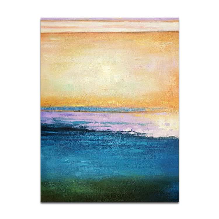 Coucher de soleil et marée haute - Peinture à l'huile sur toile faite à la main représentant un coucher de soleil
