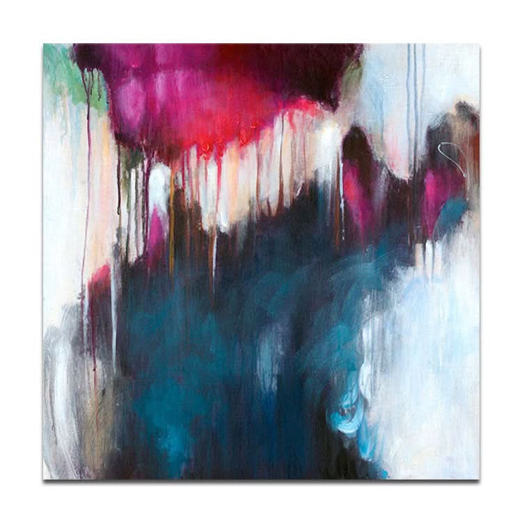 Peinture à l'huile sur toile faite à la main Peinture rouge Peinture bleu foncé Toile d'art noire Peintures modernes Grandes | Choquant à la vue