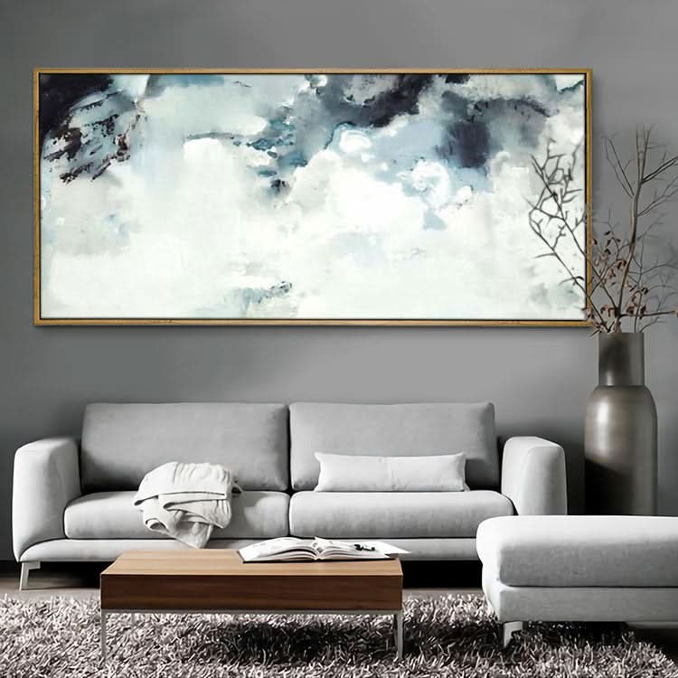 Peinture à la main Peinture d'art originale Grande toile Art Peinture acrylique moderne Peinture en noir et blanc | Nuages