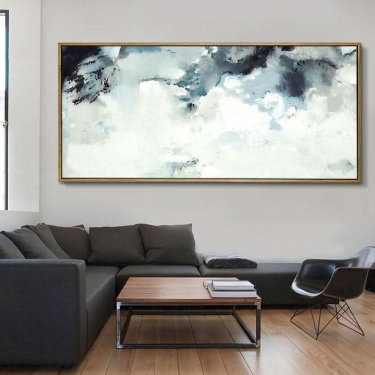 Peinture à la main Peinture d'art originale Grande toile Art Peinture acrylique moderne Peinture en noir et blanc | Nuages