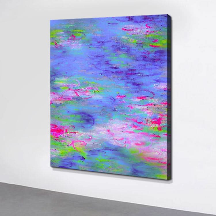 Lotus Pond - Hand Painting Flower Canvas Wall Art Lotus Floral Oil Painting