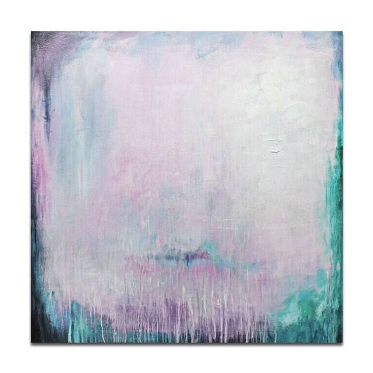 Peinture à l'huile abstraite peinte à la main Peintures modernes Grande chambre Peinture bleu clair et blanc | L'île derrière le rideau d'eau