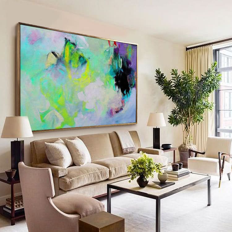 Peinture à l'huile abstraite, art abstrait sur toile original, peinture abstraite colorée moderne