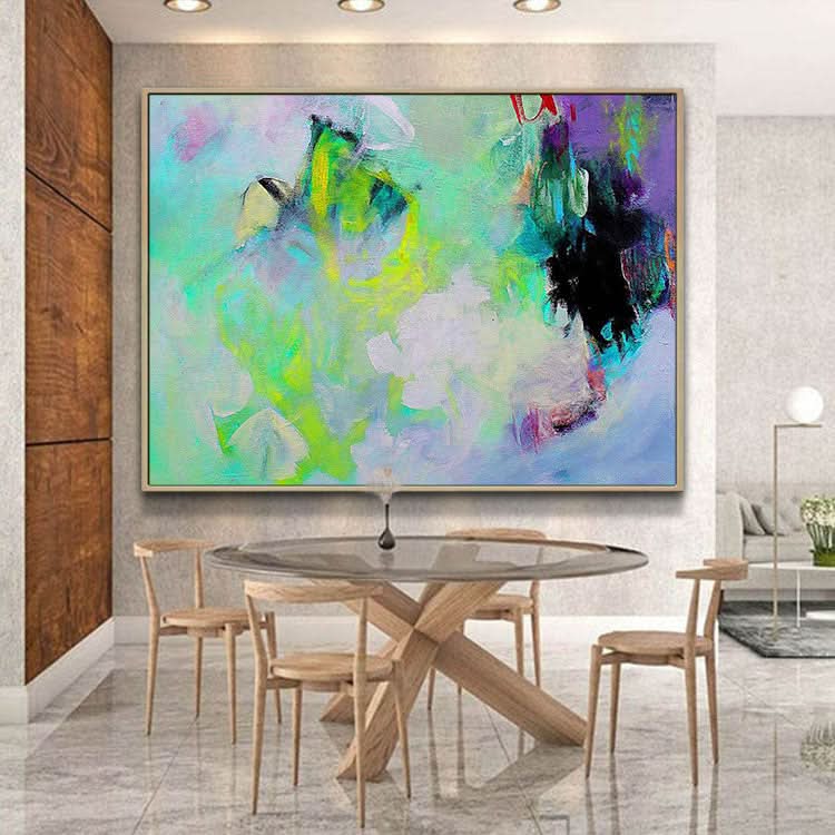 Peinture à l'huile abstraite, art abstrait sur toile original, peinture abstraite colorée moderne