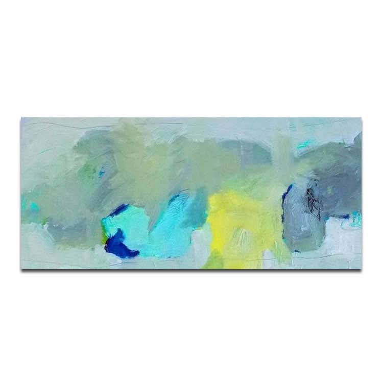 Peinture sur toile abstraite moderne, Peinture à l'huile abstraite sur toile, Peinture à l'huile sur toile de grande taille, Salon, Peinture bleu clair, vert et jaune