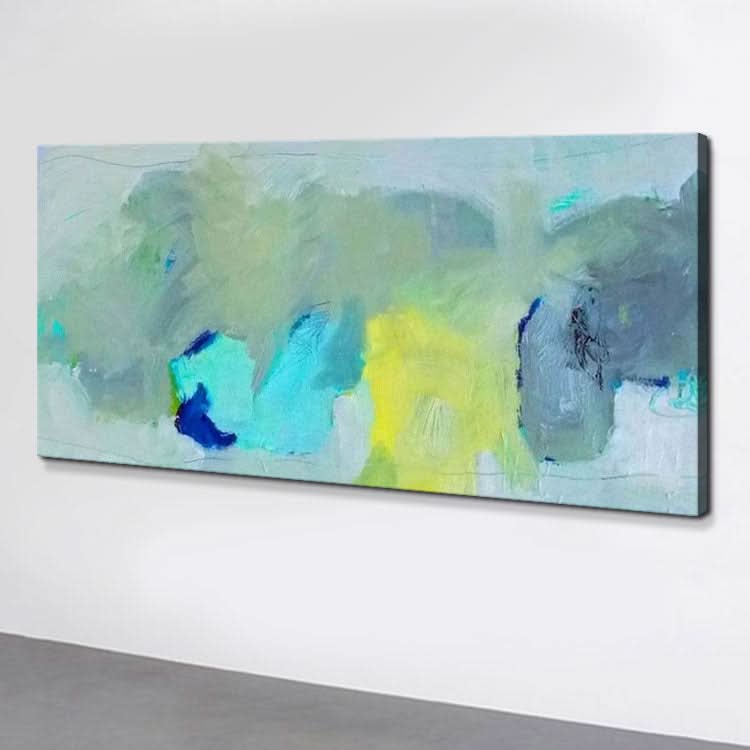 Peinture sur toile abstraite moderne, Peinture à l'huile abstraite sur toile, Peinture à l'huile sur toile de grande taille, Salon, Peinture bleu clair, vert et jaune