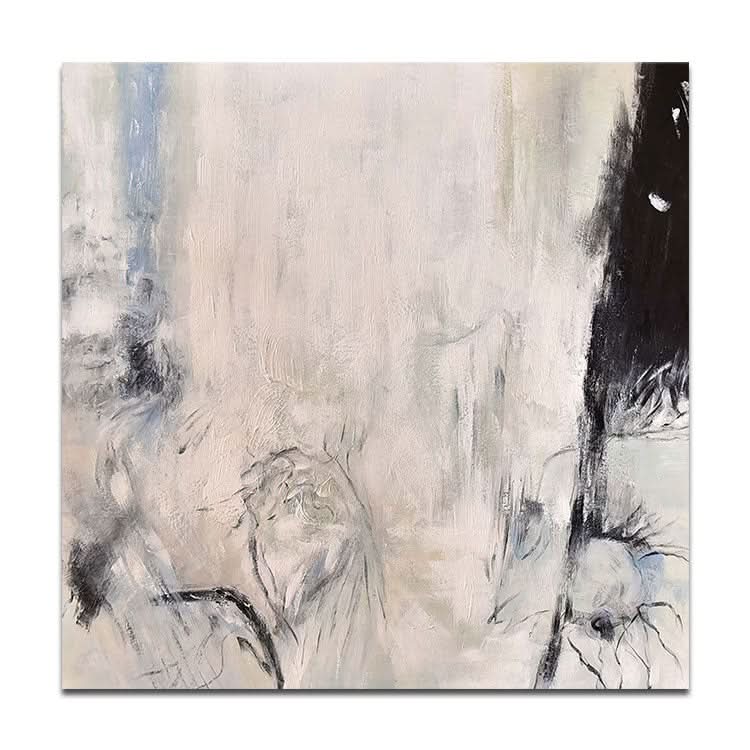 Grande peinture acrylique Peinture abstraite Peinture blanche Peinture noire Art contemporain Texture | Coulée de débris