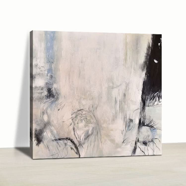 Grande peinture acrylique Peinture abstraite Peinture blanche Peinture noire Art contemporain Texture | Coulée de débris