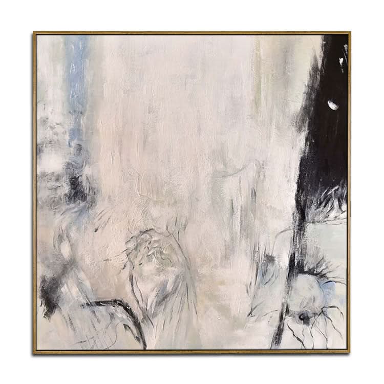 Grande peinture acrylique Peinture abstraite Peinture blanche Peinture noire Art contemporain Texture | Coulée de débris