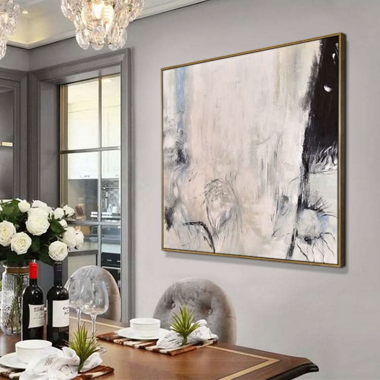 Grande peinture acrylique Peinture abstraite Peinture blanche Peinture noire Art contemporain Texture | Coulée de débris